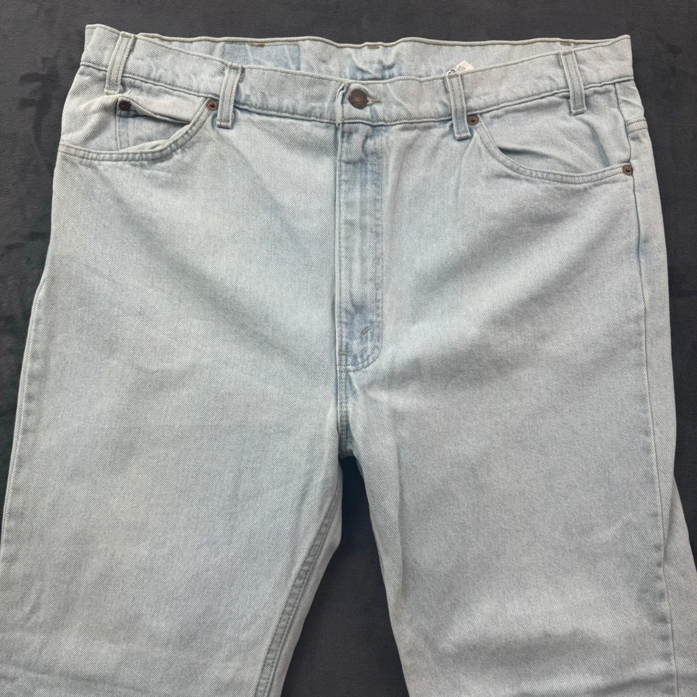 Vintage Levis 505 Orange Tab Jeans Men 42x30 Light Wash Straight Leg Made in USA